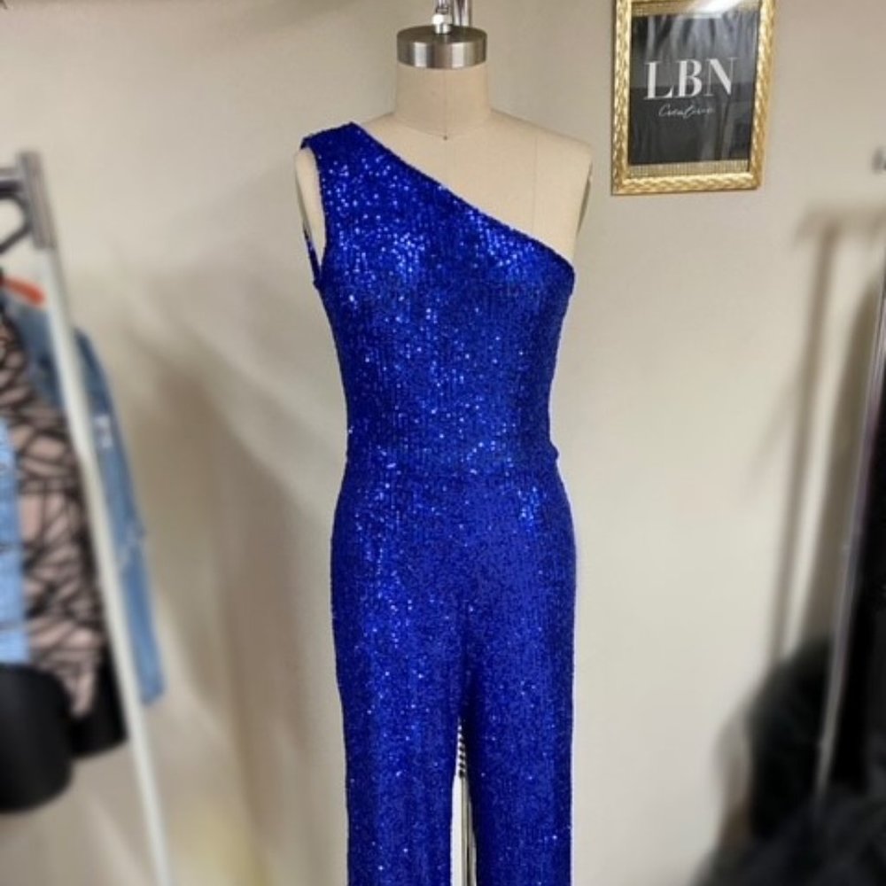 Stretch Mesh Sequin Jumpsuit